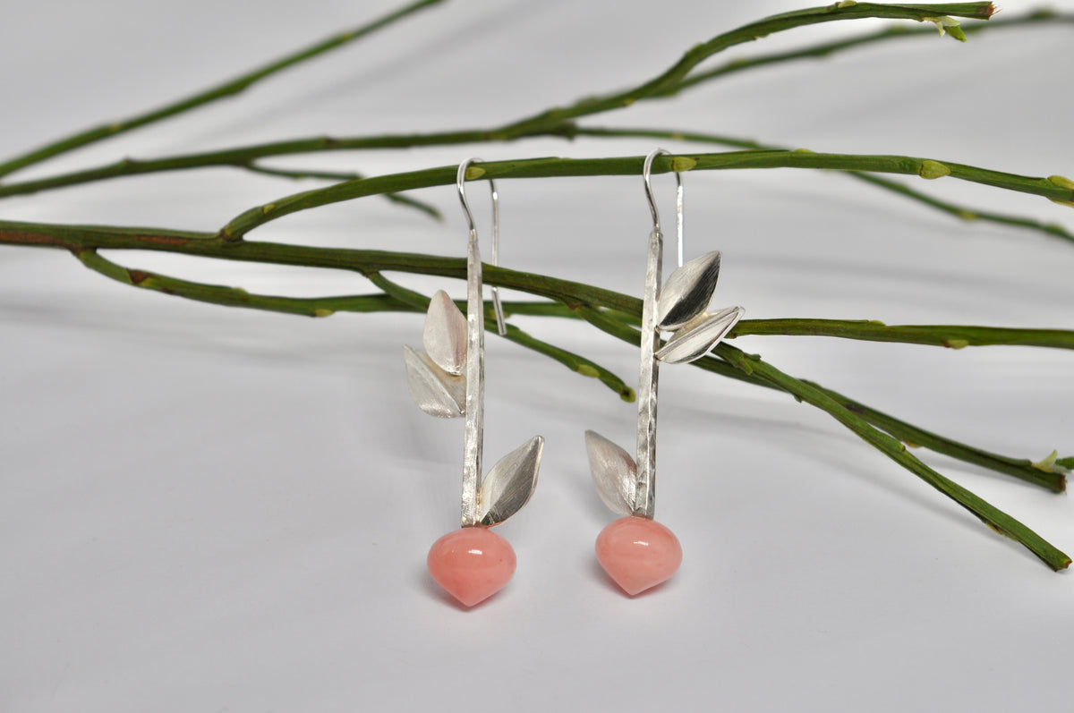 Pink Opal Botanical Branch Earrings