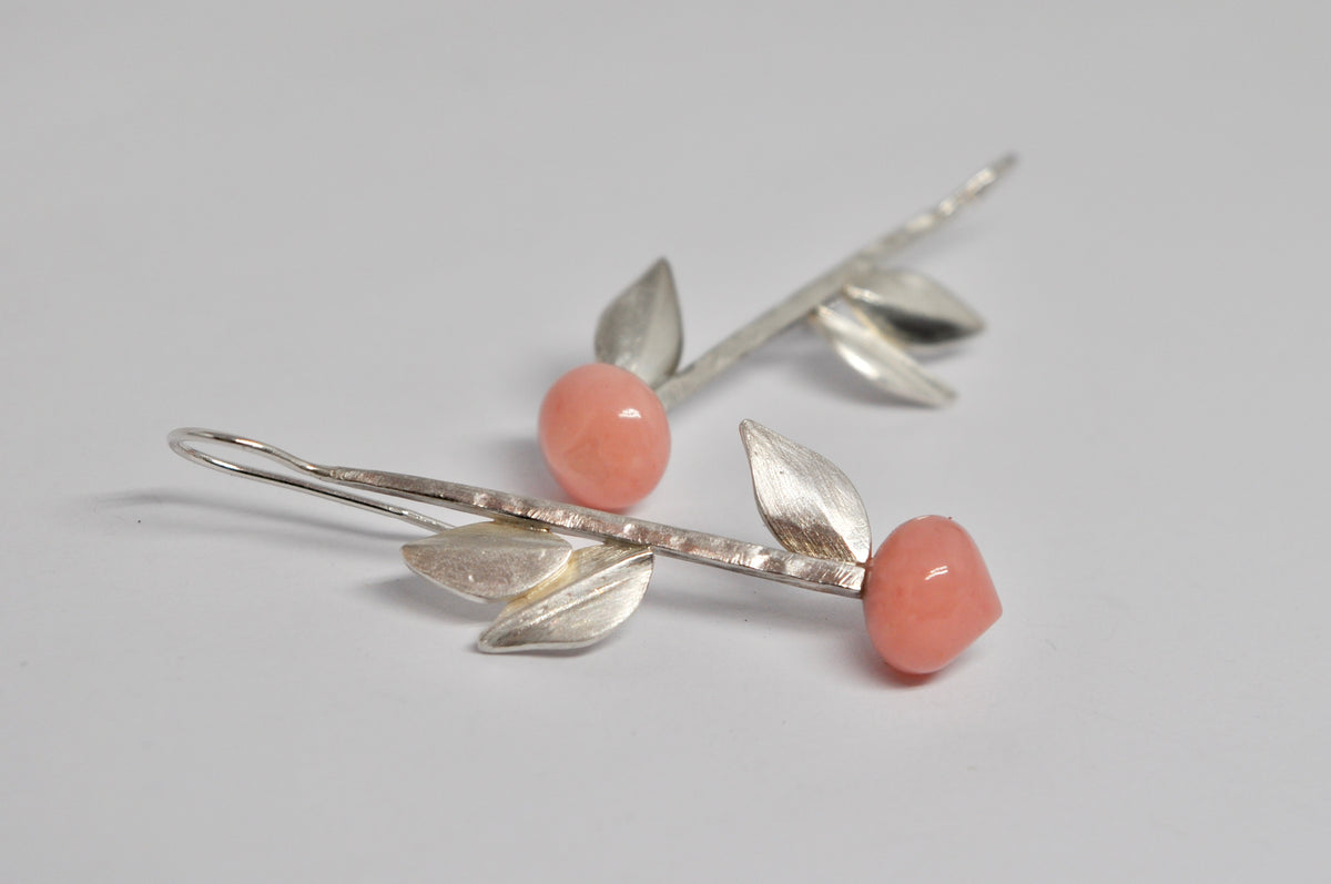 Pink Opal Botanical Branch Earrings