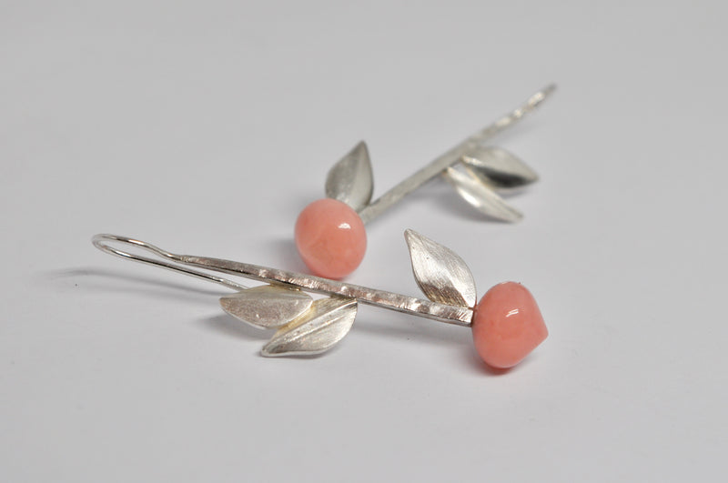 Pink Opal Botanical Branch Earrings