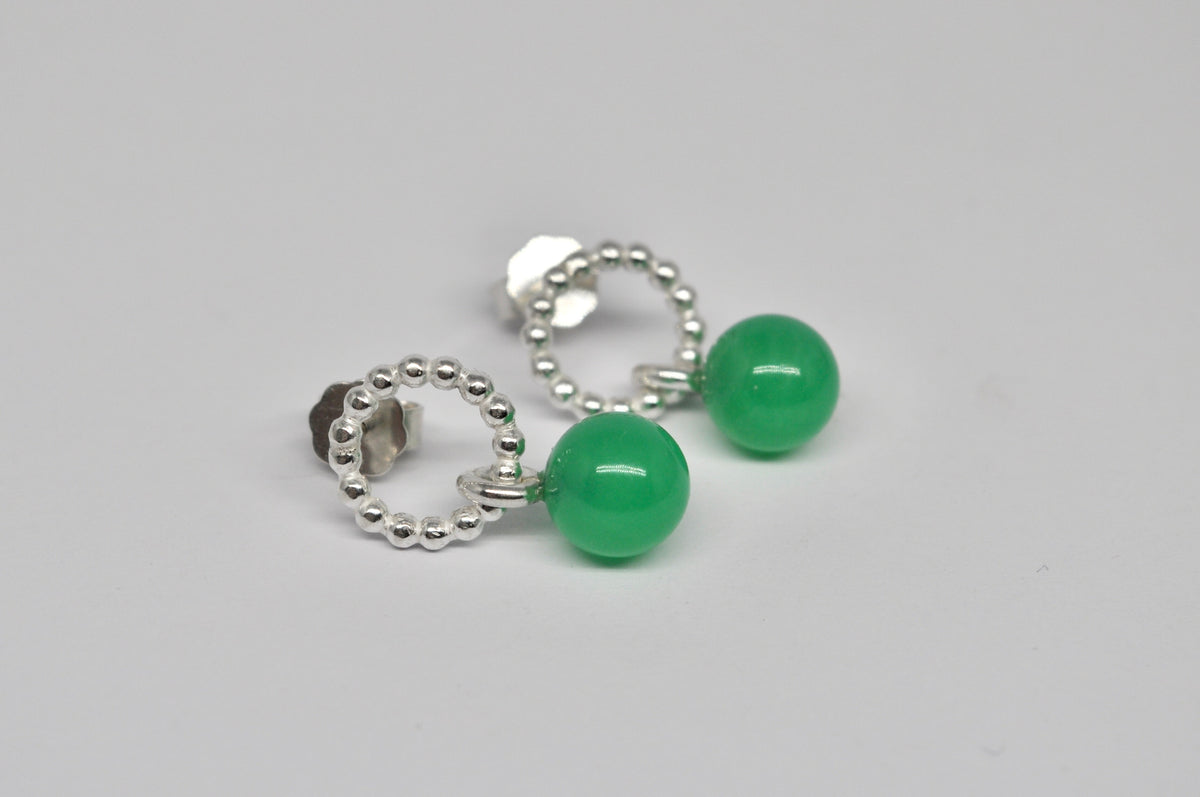 Chrysoprase Beaded Circle Studs