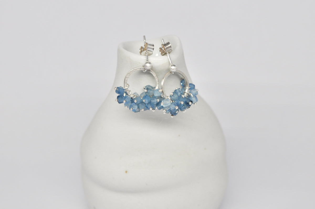 Aquamarine Cluster Hoops