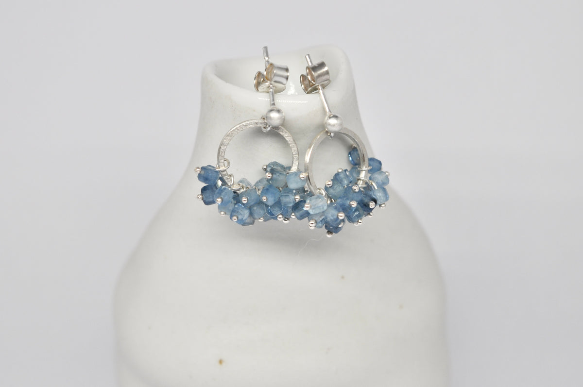 Aquamarine Cluster Hoops