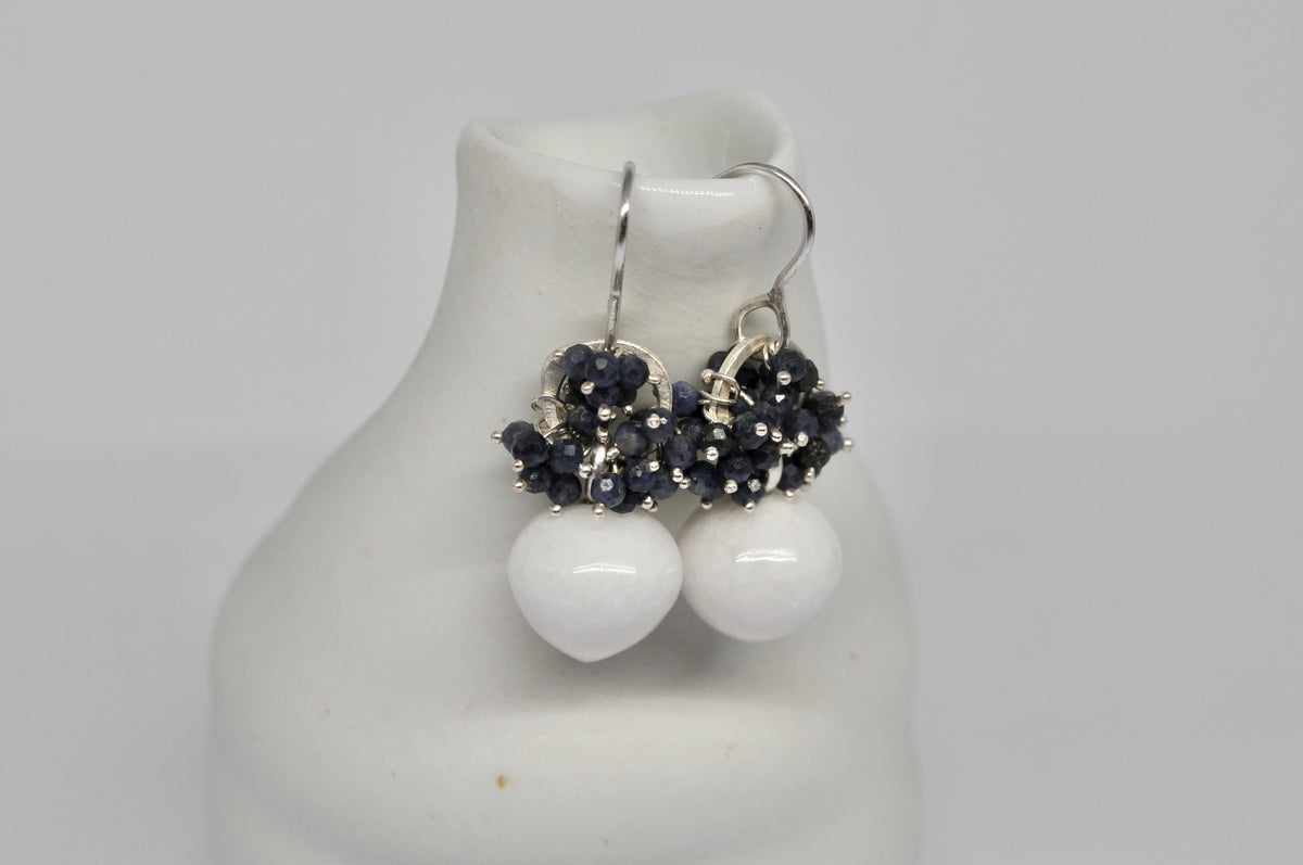 Sapphire & Thassos Marble Drop Earrings