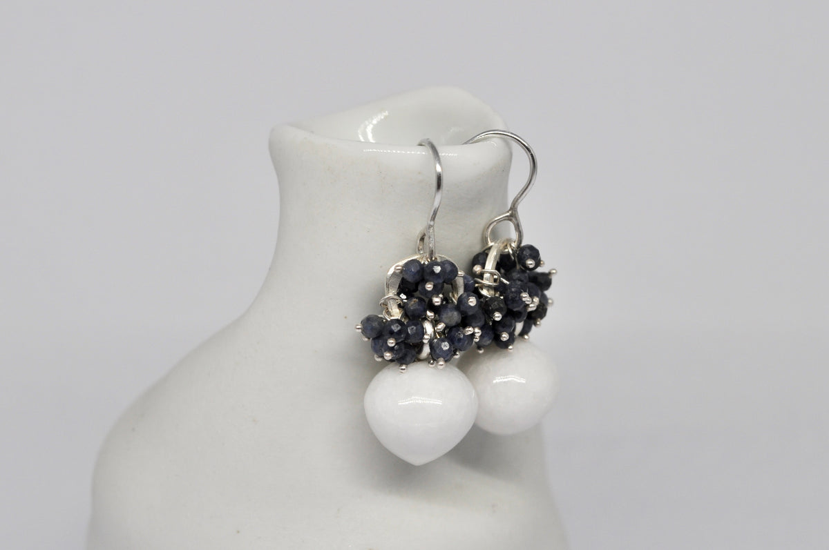 Sapphire & Thassos Marble Drop Earrings