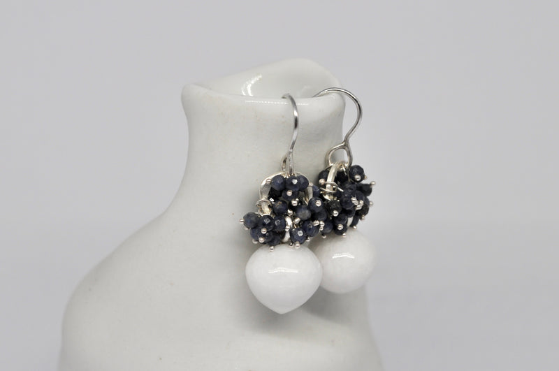 Sapphire & Thassos Marble Drop Earrings