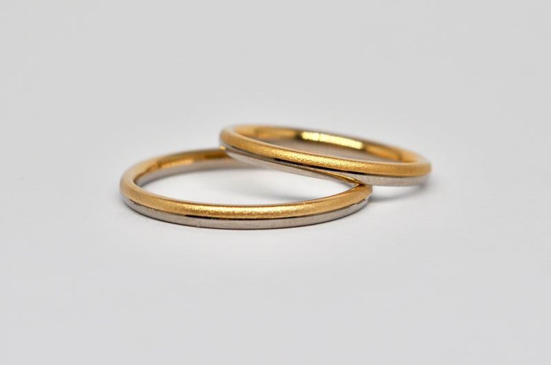 Two-Tone Stackable Wedding Band Set - Yellow & White Gold