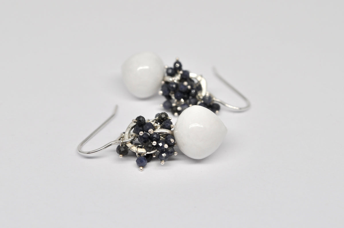 Sapphire & Thassos Marble Drop Earrings