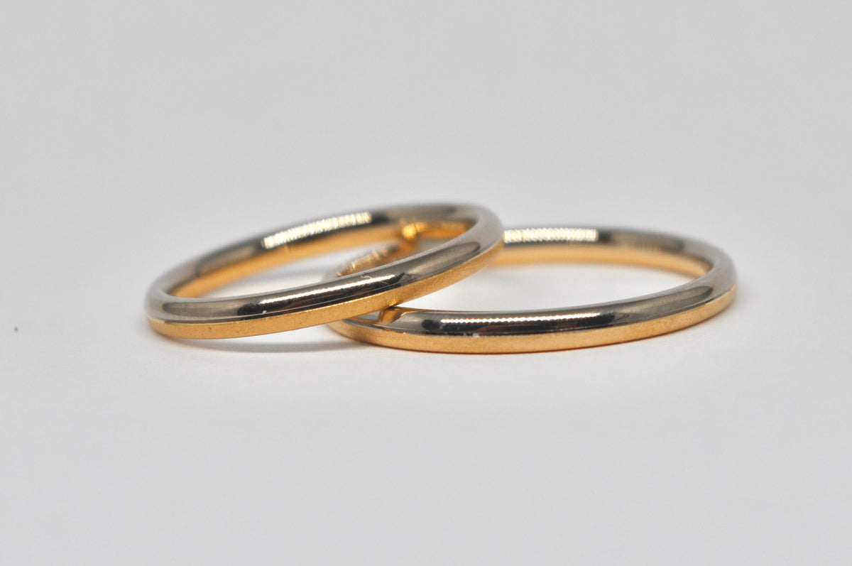 Two-Tone Stackable Wedding Band Set - Yellow & White Gold