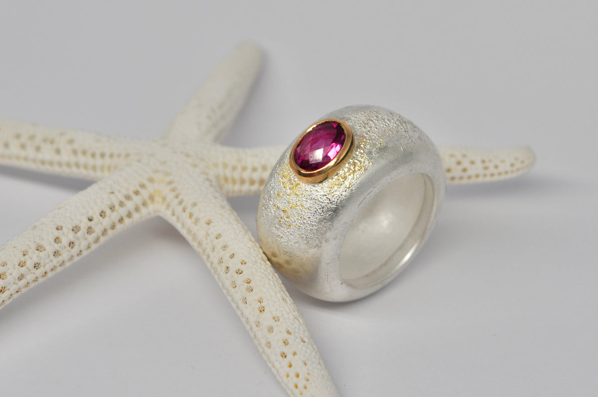 Silver Ring with Pink Tourmaline Accent