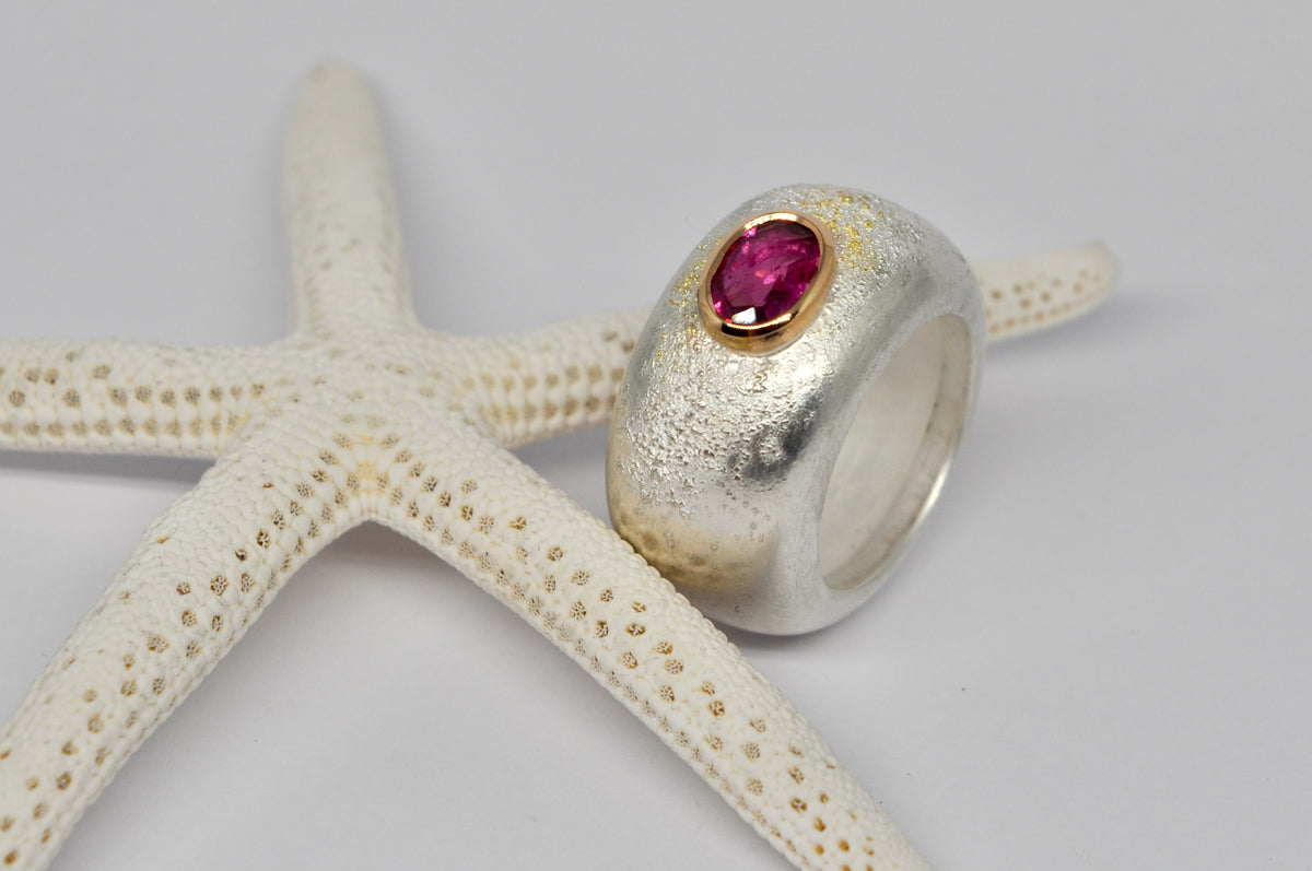 Silver Ring with Pink Tourmaline Accent