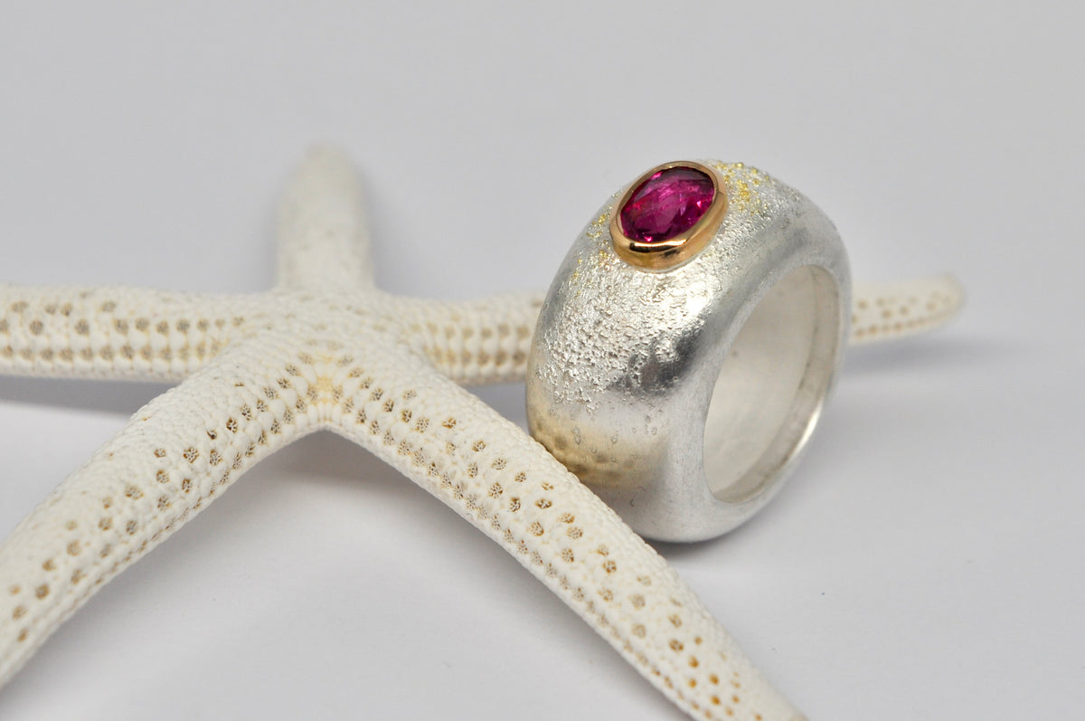 Silver Ring with Pink Tourmaline Accent
