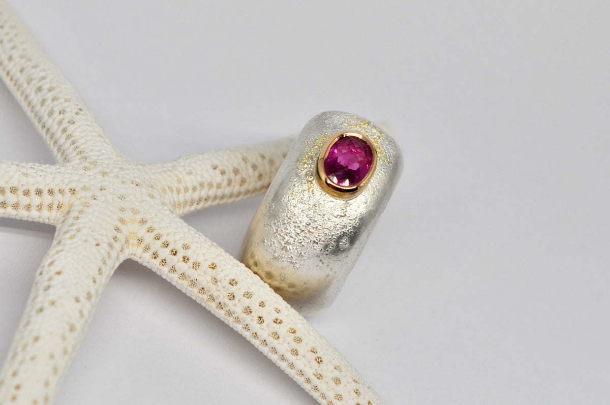 Silver Ring with Pink Tourmaline Accent