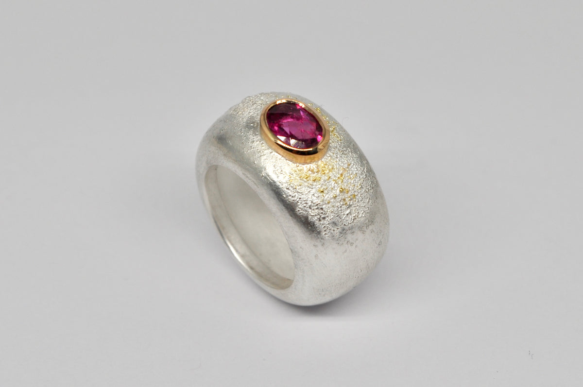Silver Ring with Pink Tourmaline Accent