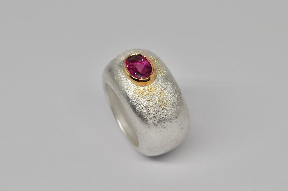 Silver Ring with Pink Tourmaline Accent