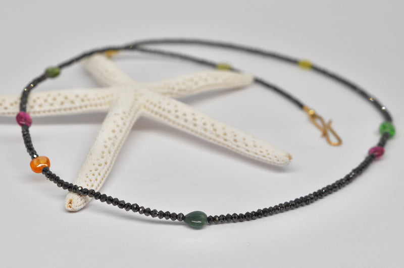 Black Diamond & Tourmaline Beaded Necklace