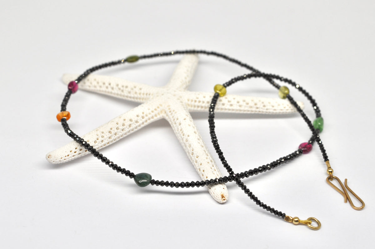 Black Diamond & Tourmaline Beaded Necklace