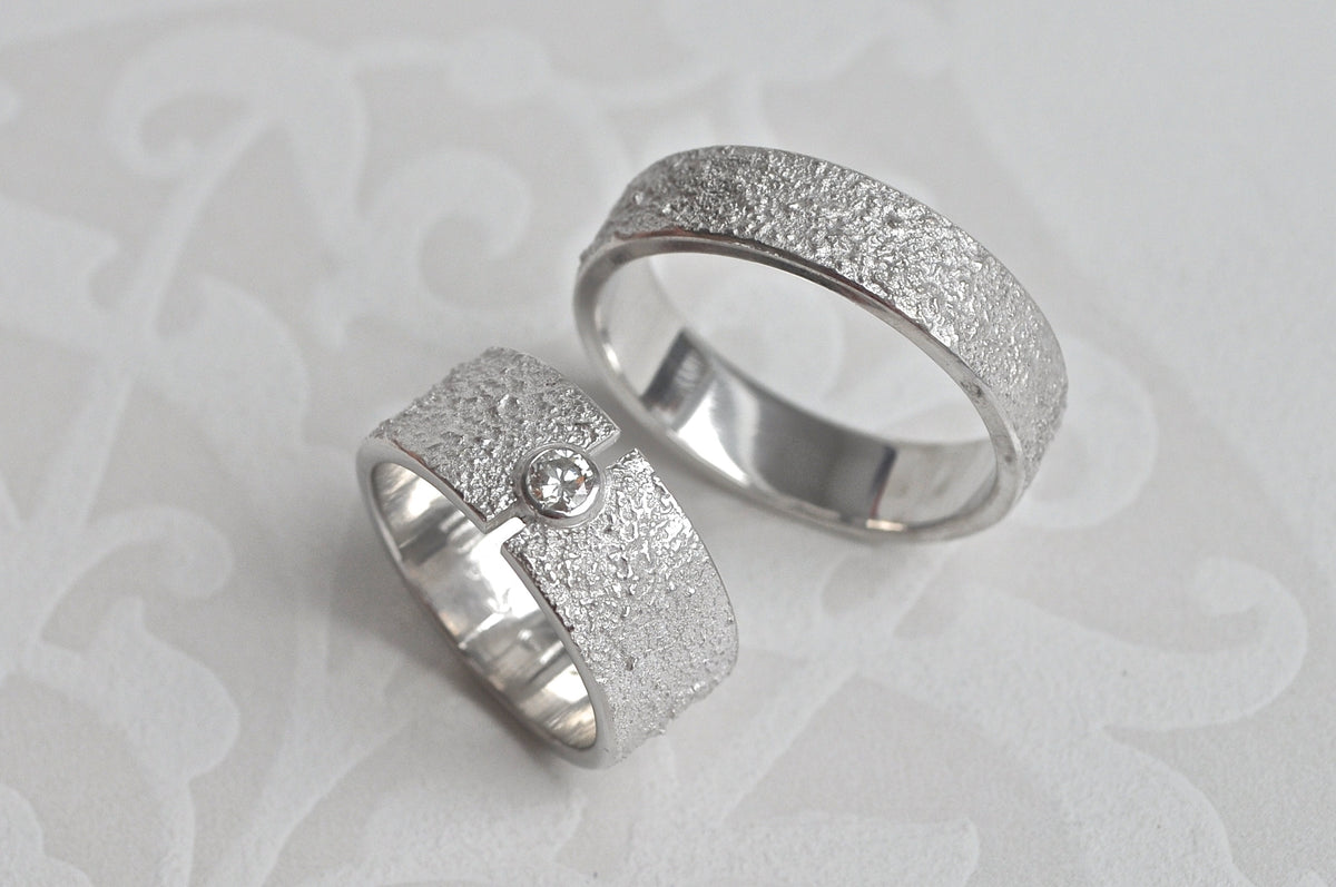18k white gold wedding rings with diamond