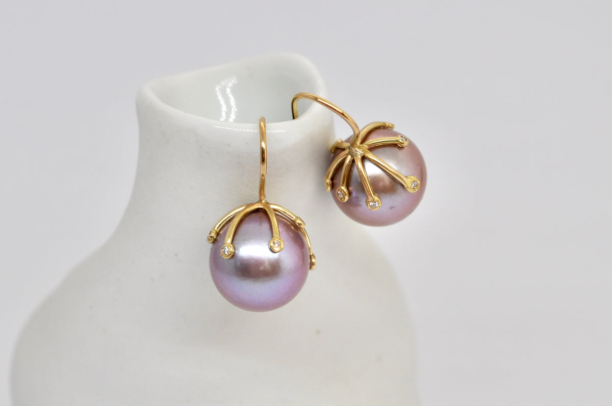 18k Yellow Gold Pearl Drop Earrings
