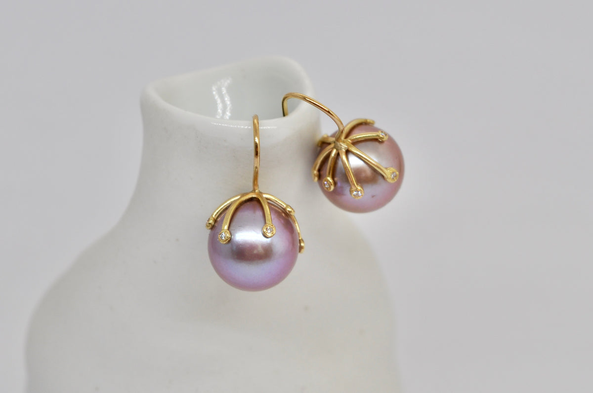 18k Yellow Gold Pearl Drop Earrings