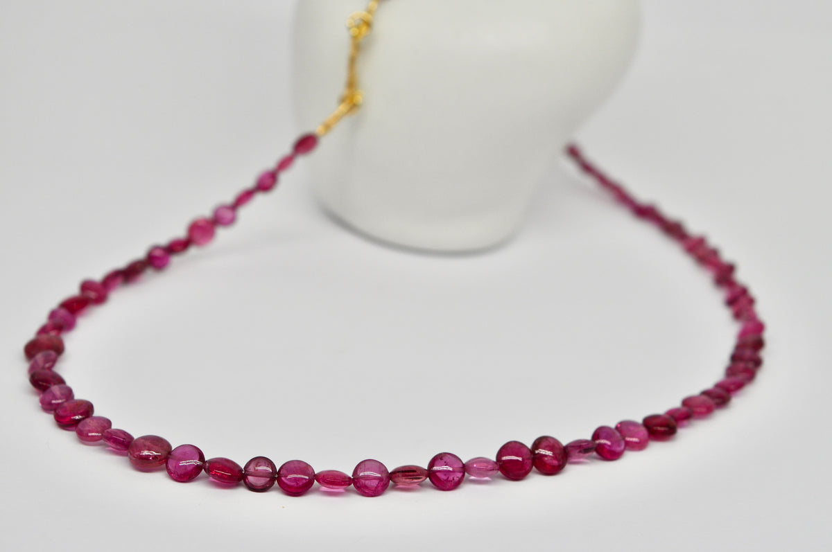 Pink Tourmaline 'Smarties' Necklace with 18K Yellow Gold Clasp