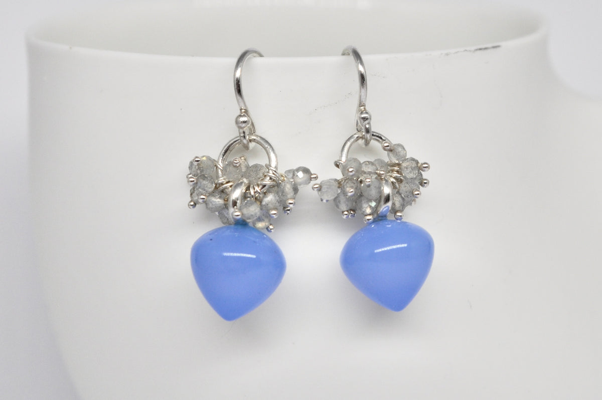 Turquoise Agate & Labradorite Drop Earrings – Sterling Silver