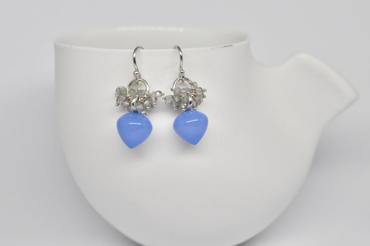 Turquoise Agate & Labradorite Drop Earrings – Sterling Silver
