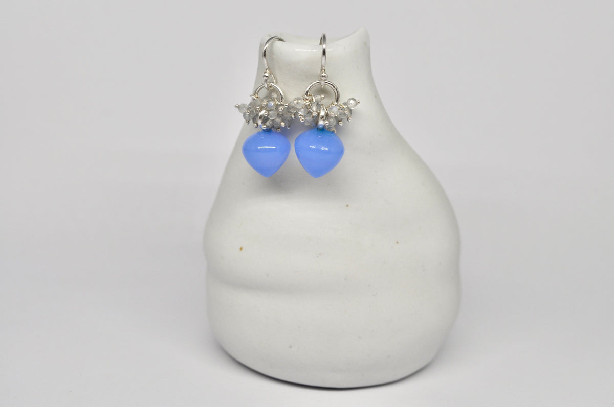 Turquoise Agate & Labradorite Drop Earrings – Sterling Silver