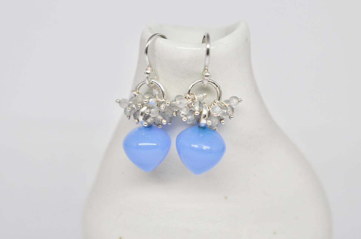 Turquoise Agate & Labradorite Drop Earrings – Sterling Silver