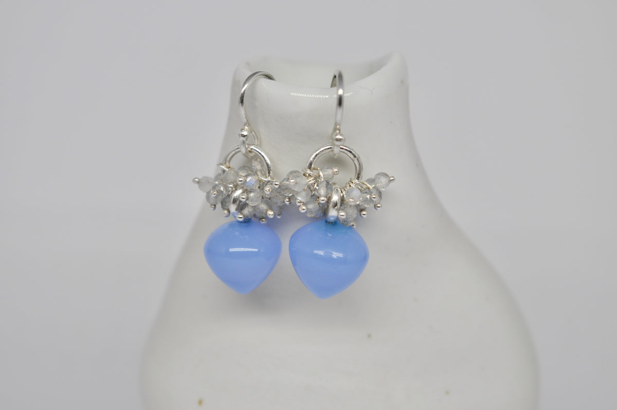 Turquoise Agate & Labradorite Drop Earrings – Sterling Silver