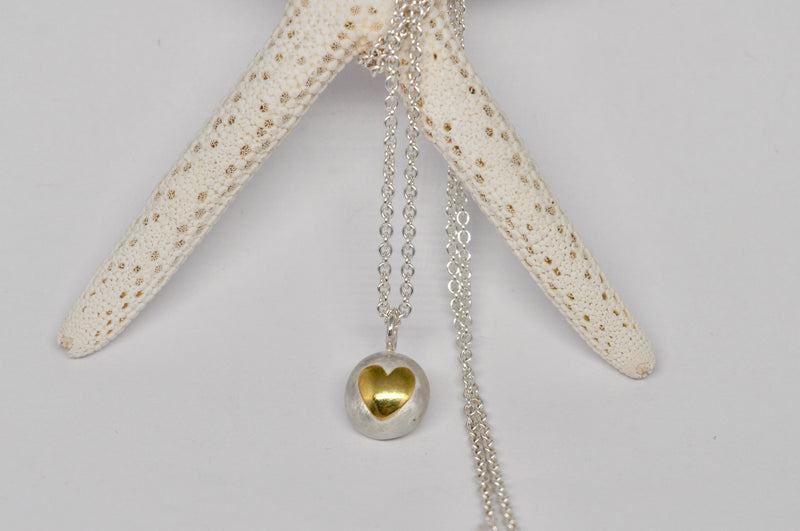 Pebble Heart Pendant — Sterling Silver & 18k Yellow Gold