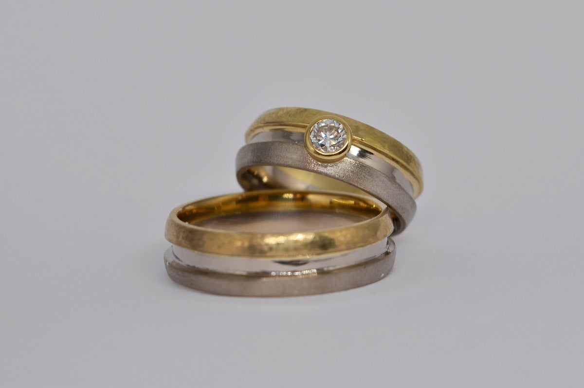Two-Tone Harmony: Matching Wedding Bands with diamond