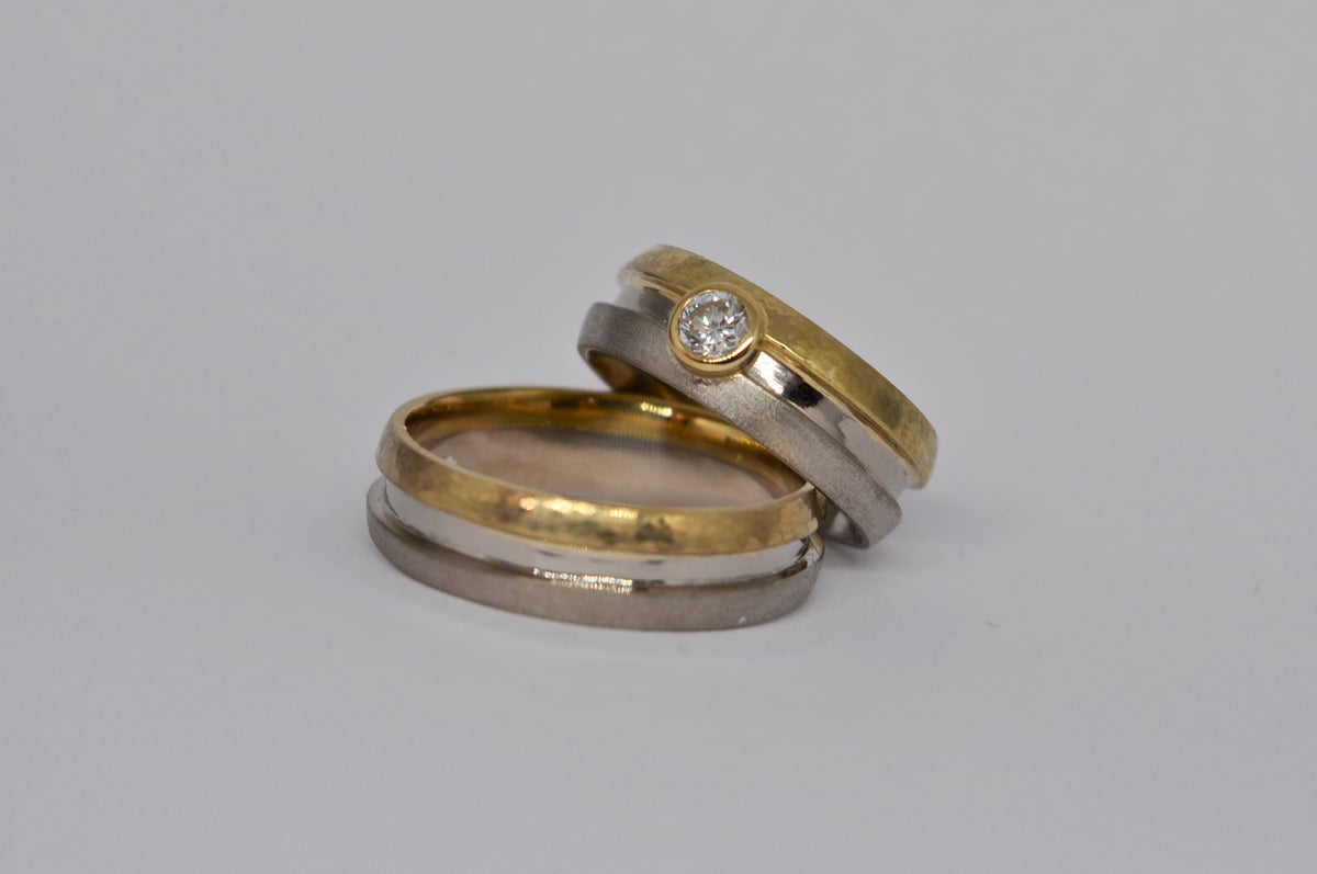 Two-Tone Harmony: Matching Wedding Bands with diamond