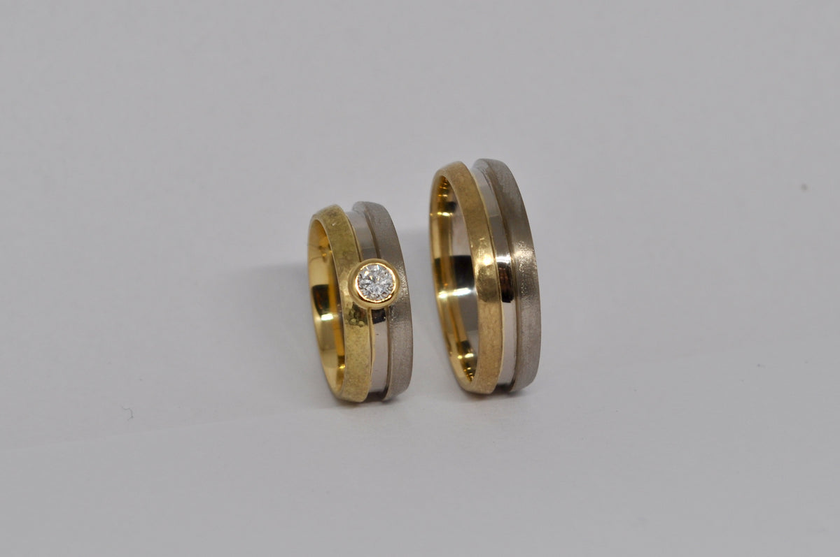 Two-Tone Harmony: Matching Wedding Bands with diamond