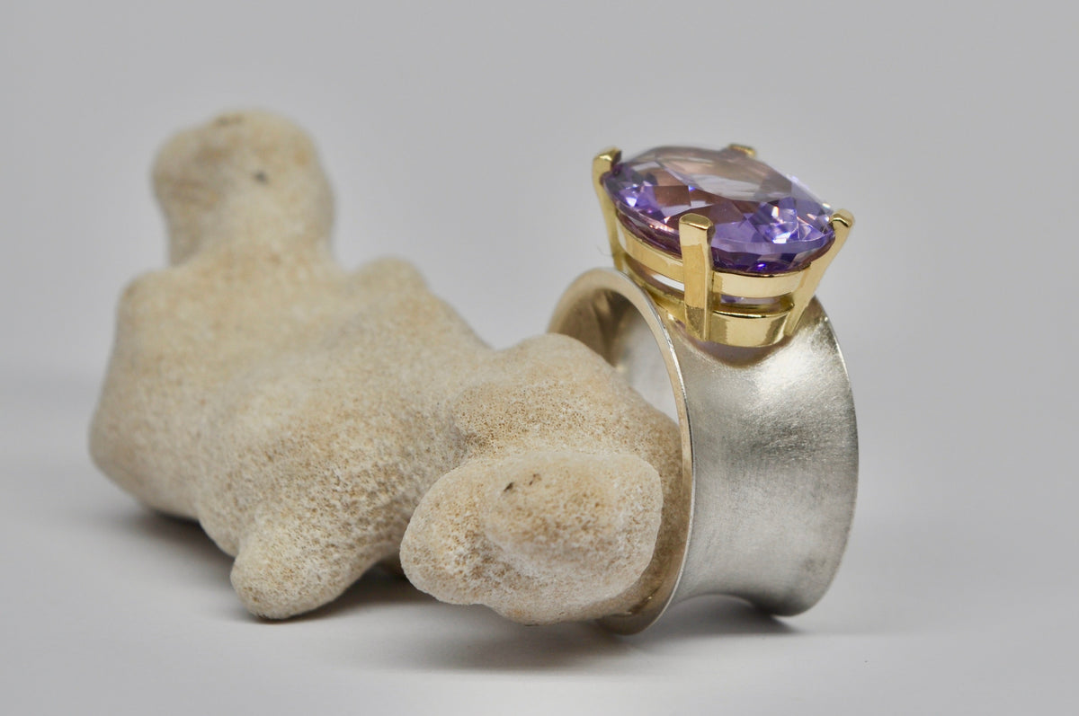 Two-Tone Amethyst Statement Ring