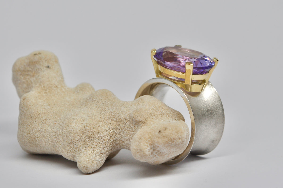 Two-Tone Amethyst Statement Ring