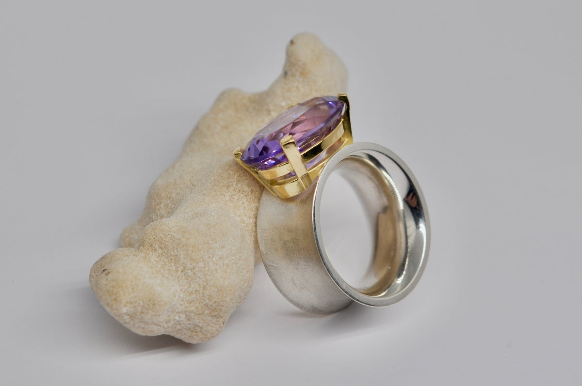 Two-Tone Amethyst Statement Ring