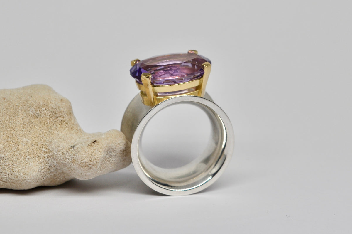 Two-Tone Amethyst Statement Ring