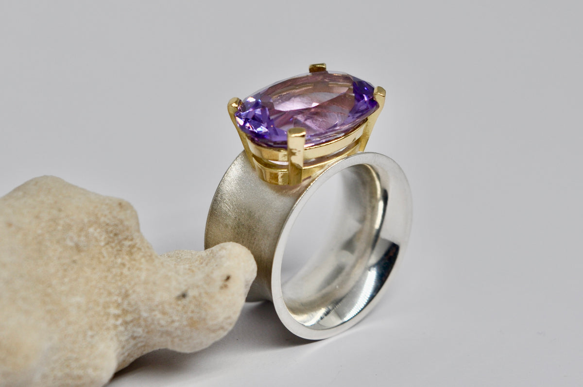 Two-Tone Amethyst Statement Ring