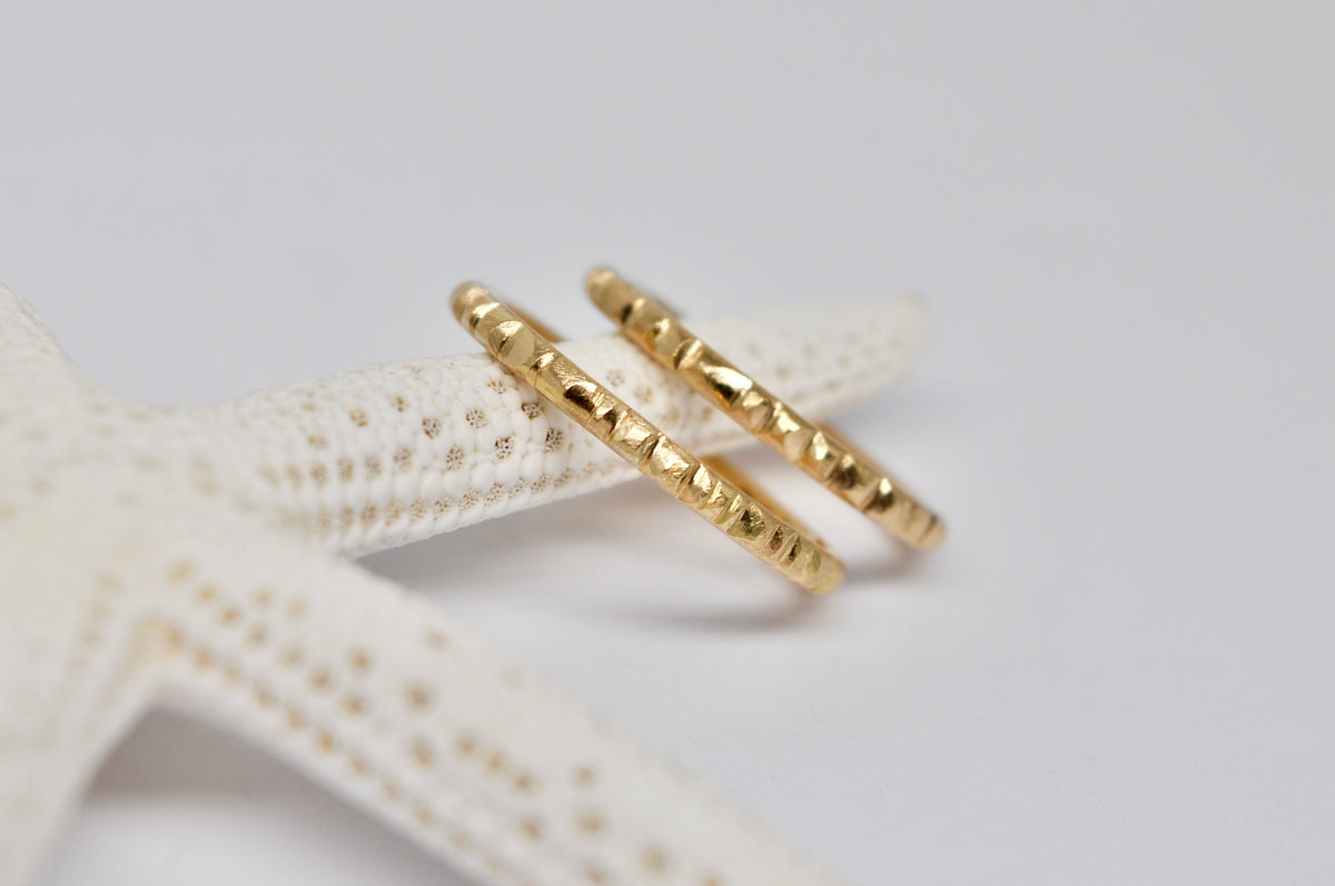 Textured Yellow Gold Stackable Ring Set