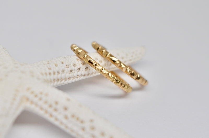 Textured Yellow Gold Stackable Ring Set