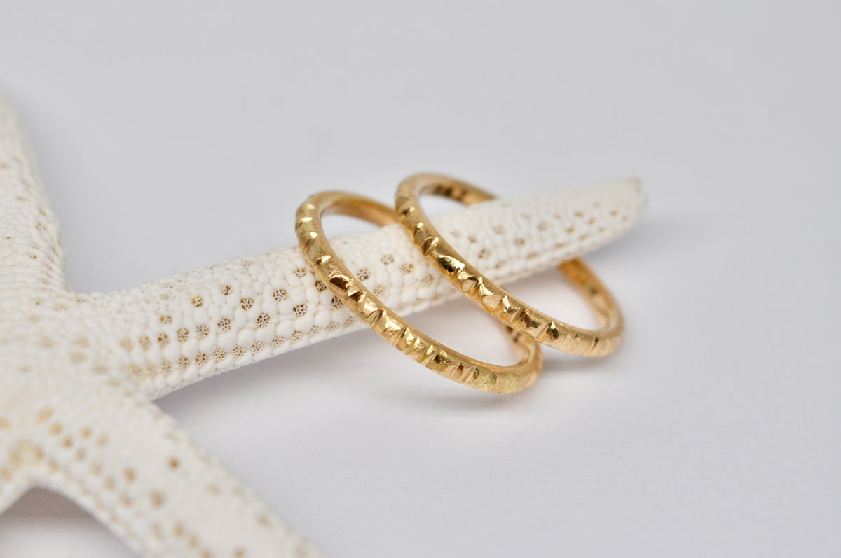 Textured Yellow Gold Stackable Ring Set