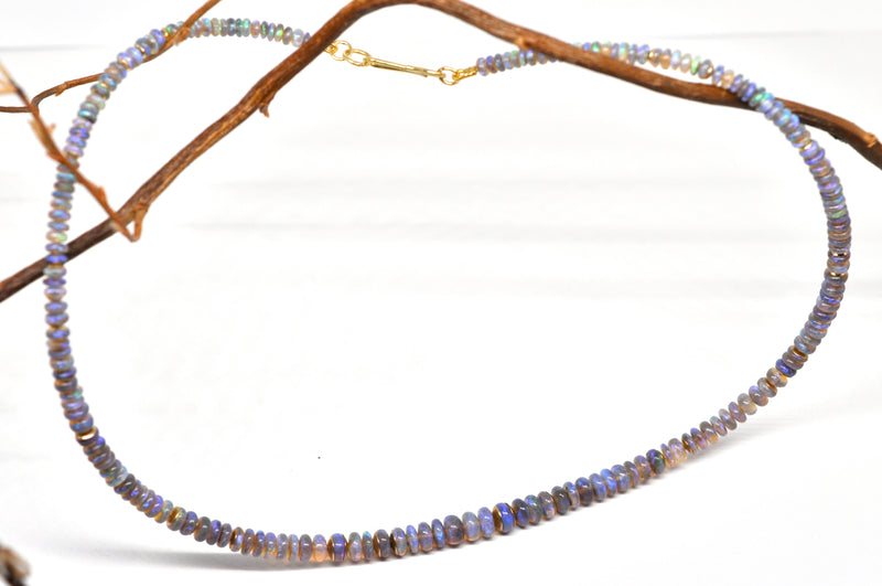 Black Opal Necklace - 18k Yellow Gold