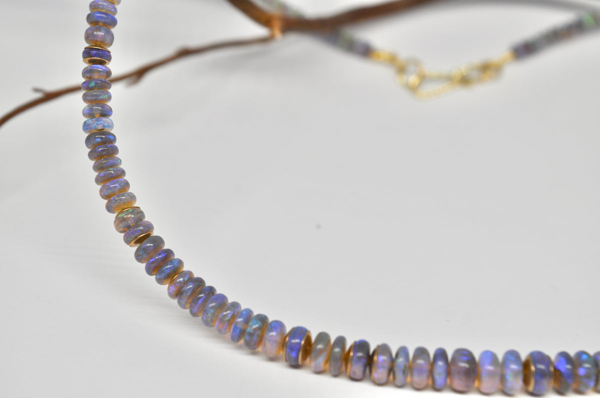 Black Opal Necklace - 18k Yellow Gold