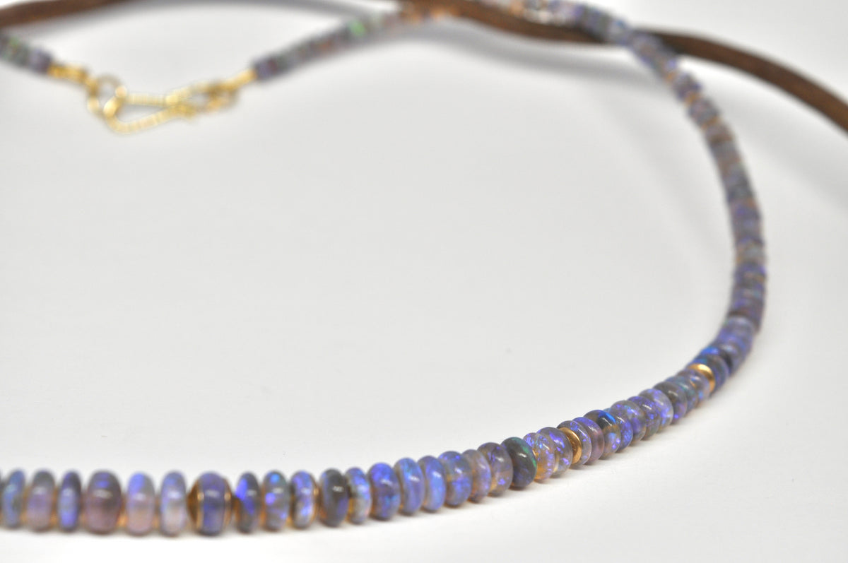 Black Opal Necklace - 18k Yellow Gold