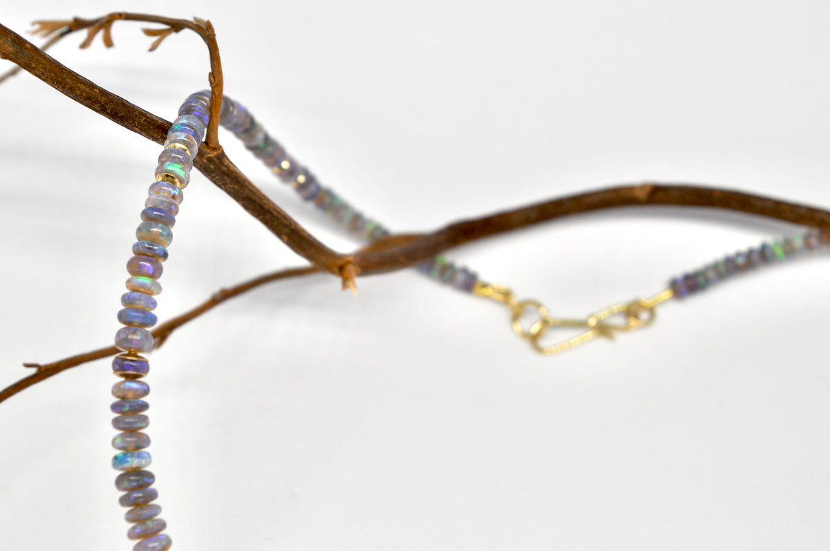 Black Opal Necklace - 18k Yellow Gold