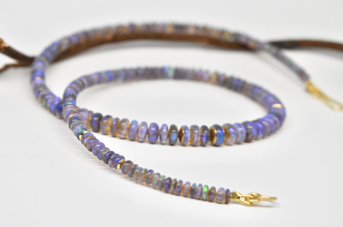 Black Opal Necklace - 18k Yellow Gold