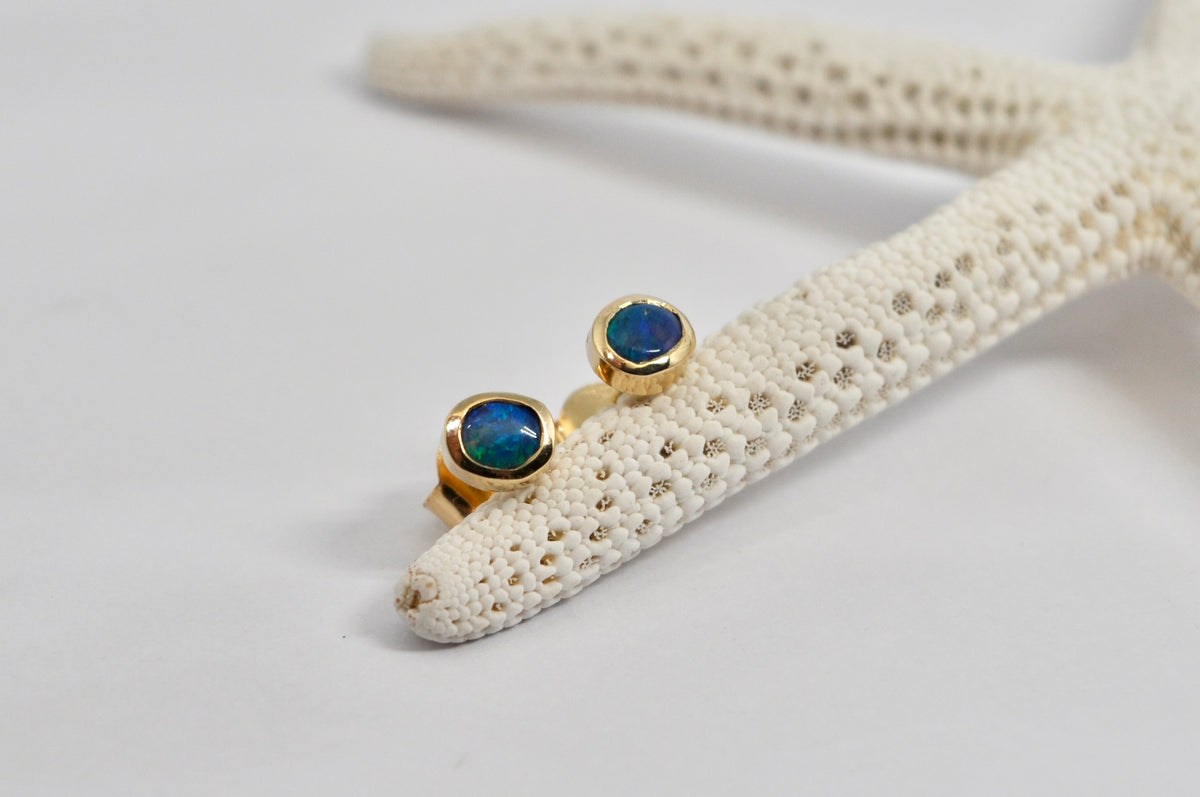 Black Opal Stud Earrings