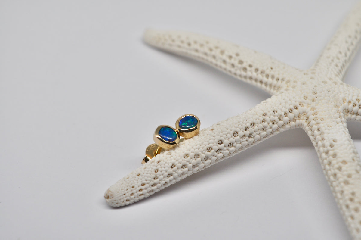 Black Opal Stud Earrings