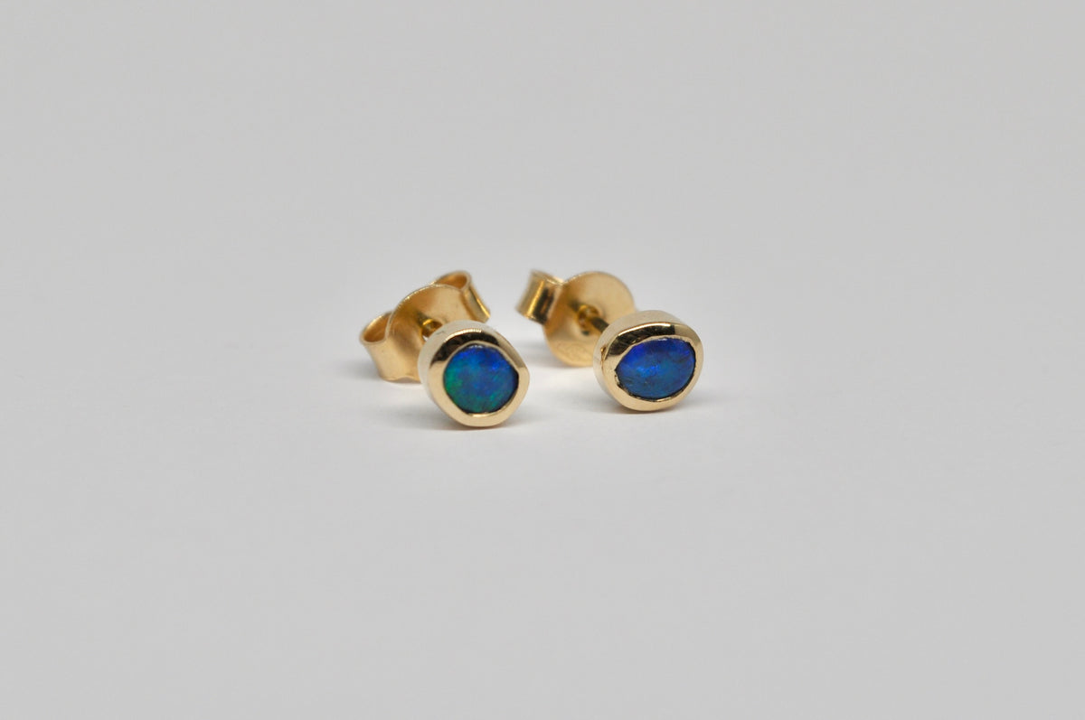 Black Opal Stud Earrings