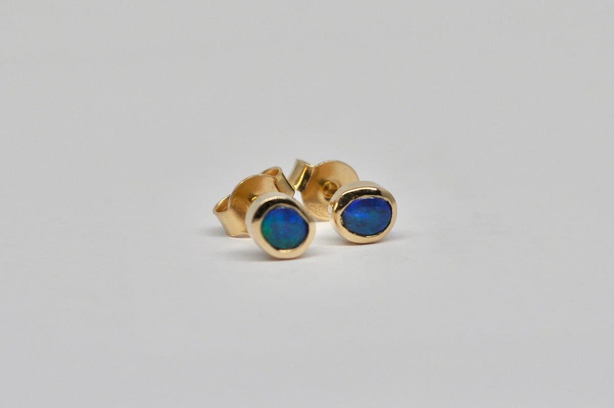 Black Opal Stud Earrings